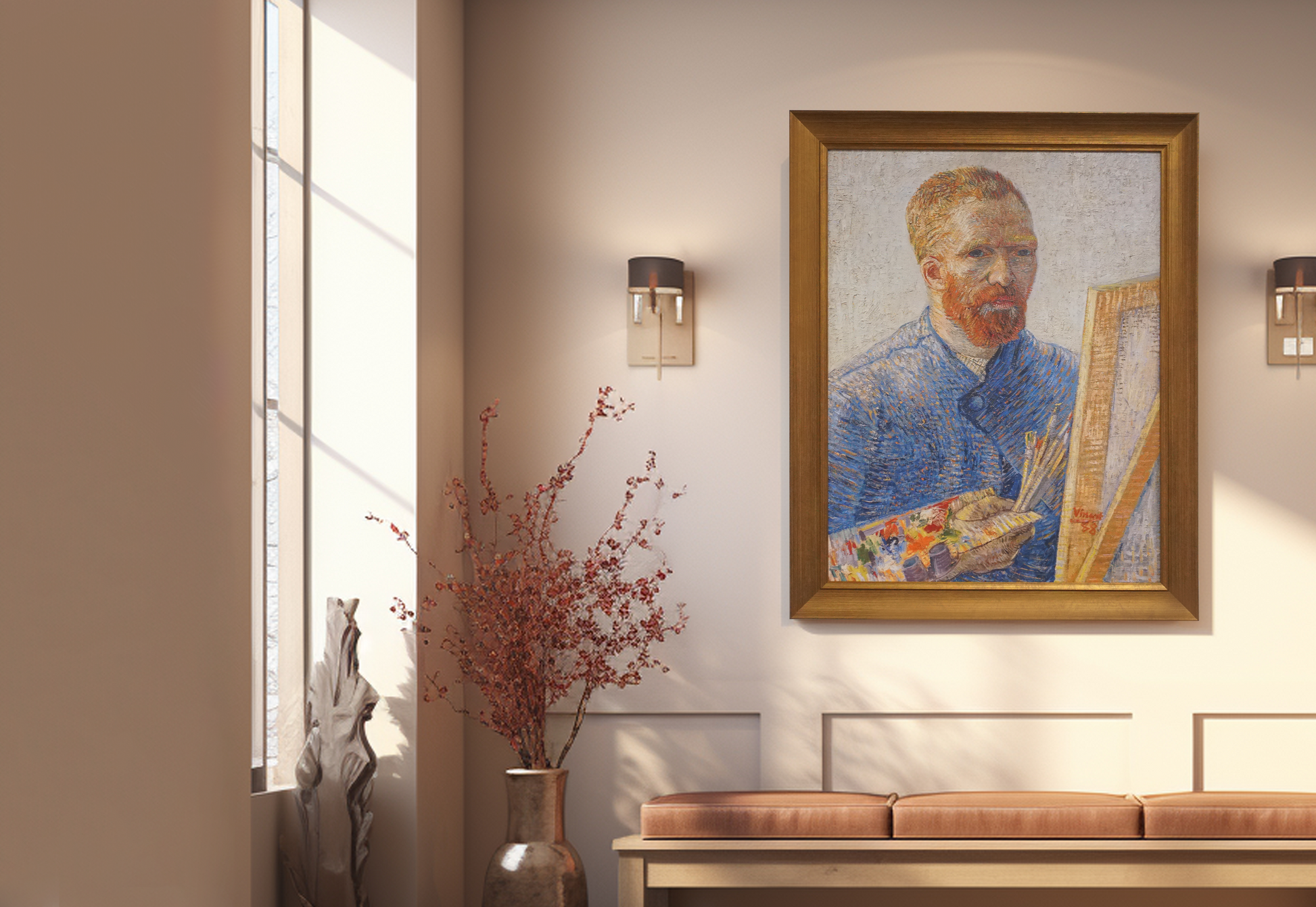 Self Portrait as a Painter by Vincent van Gogh Van Glo