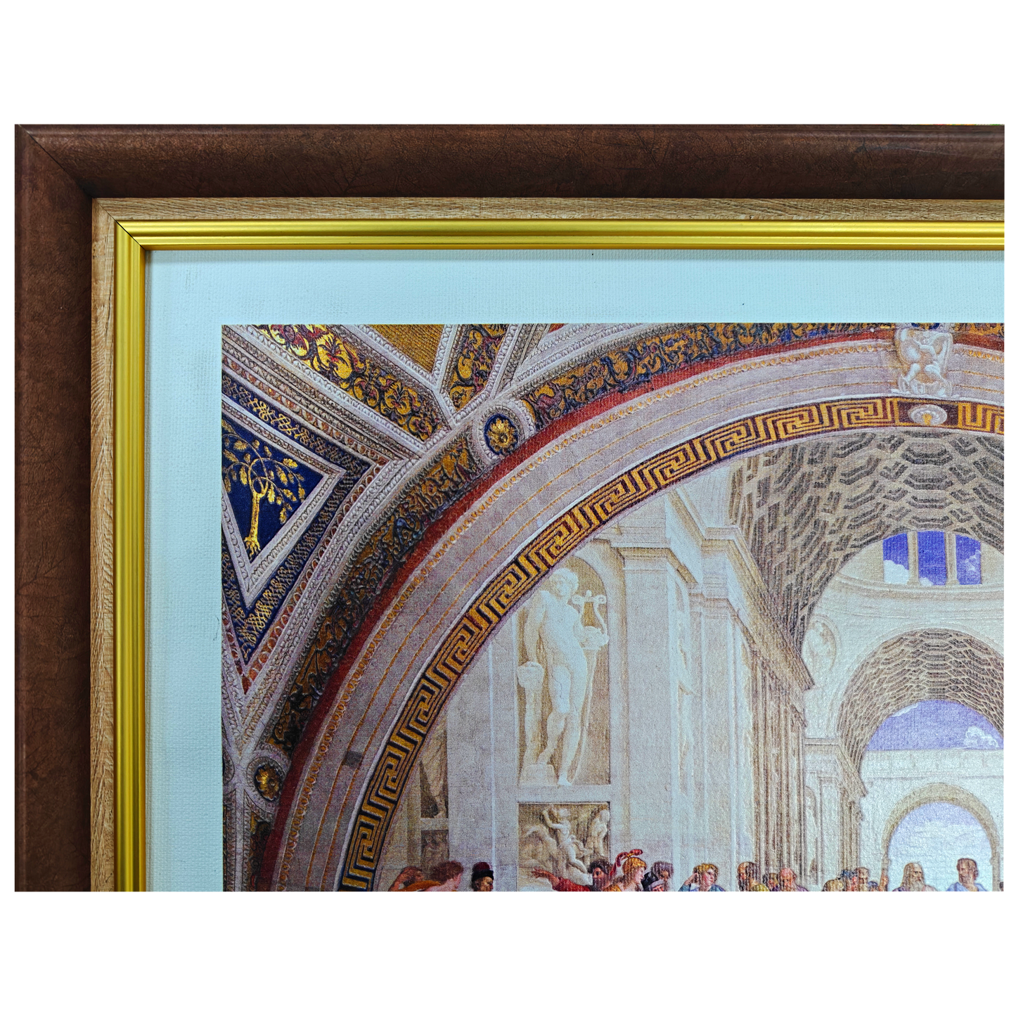 Framed artwork of a classical interior scene with architectural details